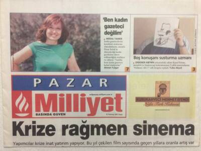 Milliyet Gazetesi Pazar Eki 15 Temmuz 2001 - Krize Rağmen Sinema GZ32975 - 1