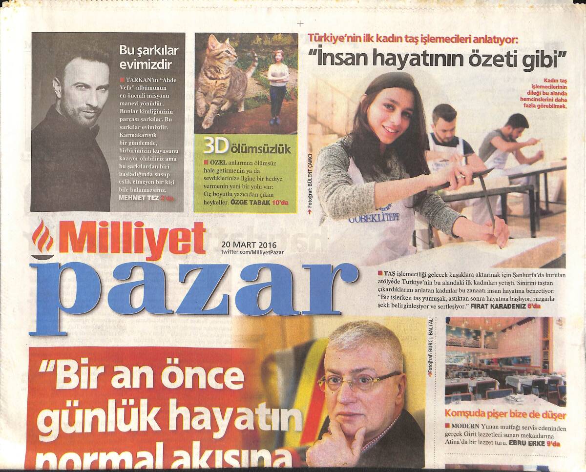 Milliyet Gazetesi Pazar Eki 20 Mart 2016 - Tarkan: 'Bu Şarkılar Evimizdir' - Barcelona Arda Turan'ı Çok Sevdi! GZ136436 - 1