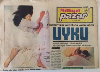 Milliyet Gazetesi Pazar Eki 21 Şubat 1982 - Yaşamımızın Karanlıkta Kalan Kısmı Uyku GZ25101 - 1