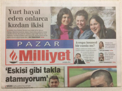Milliyet Gazetesi Pazar Eki 24 Nisan 2005 - Pancu İle Yaprak Aras Konuştu Benim İçin Aşk Futboldan Önemli GZ24912 - 1