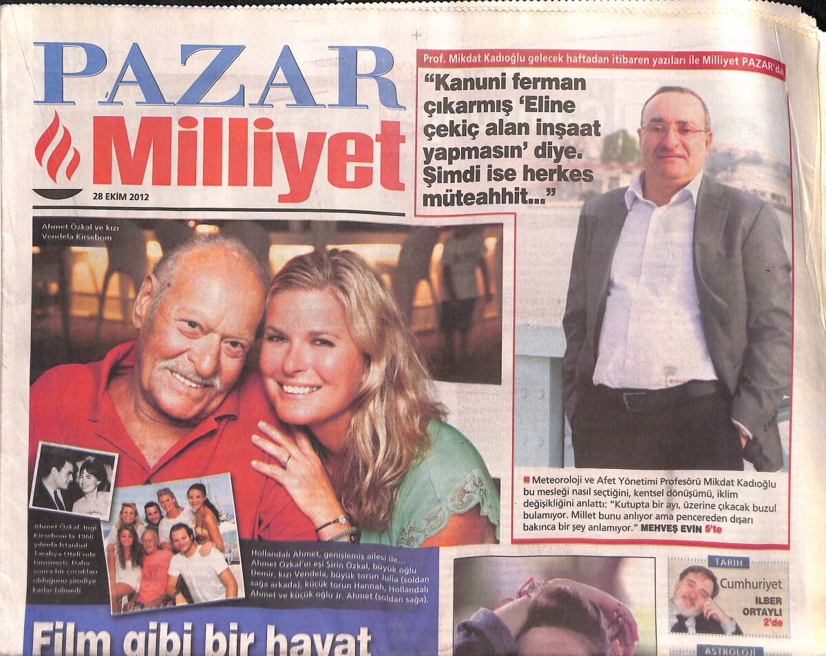 Milliyet Gazetesi Pazar Eki 28 Ekim 2012 - Vendela Kirsebom 80'li Yılların Ünlü Mankenlerinden GZ134982 - 1
