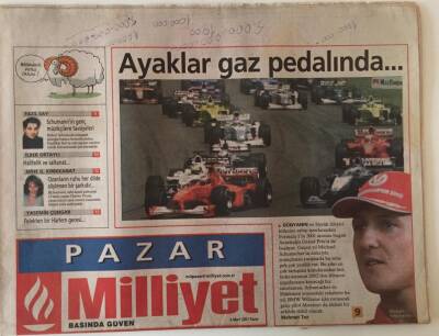Milliyet Gazetesi Pazar Eki 4 Mart 2001 - Dünyanın En Büyük İzleyici Kitlesine Sahip Sporlarından Formula 1in 2001 Sezonu Bugün Avustralya Grand Prixsi İle Başlıyor GZ20634 - 1