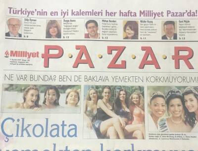 Milliyet Gazetesi Pazar Eki 7 Aralık 1997 - Çağla Şikel Çikolata Yemekten Korkmuyorum GZ36437 - 1
