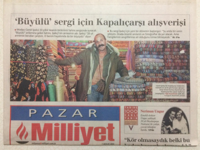 Milliyet Gazetesi Pazar Eki 7 Aralık 2003 - Cemil İpekçi Büyülü Sergi İçin Kapalıçarşı Alışverişinde GZ24914 - 1