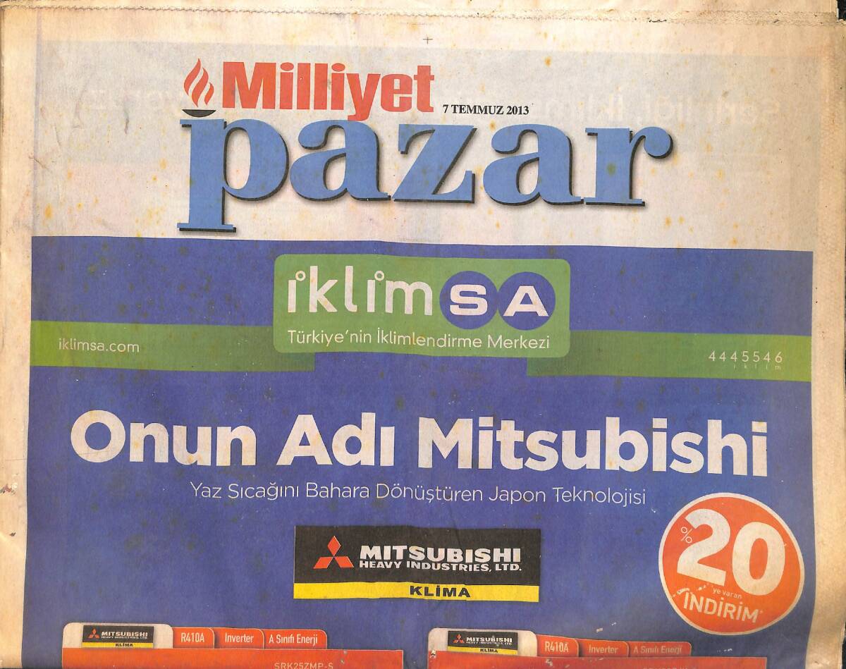 Milliyet Gazetesi Pazar Eki 7 Temmuz 2013 - 30 Yıl Sonra Ağrı Dağı Turizmi - Bodrum'da Yaz Konserleri GZ158392 - 1