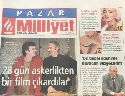 Milliyet Gazetesi Pazar Eki 9 Mart 2003-28 Gün Askerlikten Bir Film Çıkardılar O Şimdi Asker GZ36470 - 1