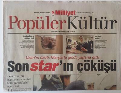 Milliyet Gazetesi Popüler Kültür Eki 20 Şubat 2004 - Cem Uzanın Özeti Marşlarla Geldi Yaşlarla Gitti GZ22838 - 1