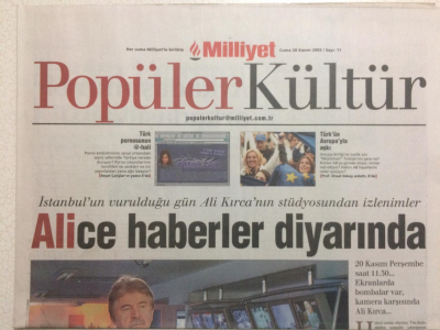 Milliyet Gazetesi Popüler Kültür Eki 28 Kasım 2003 - Alice Haberler Diyarında GZ24528 - 1