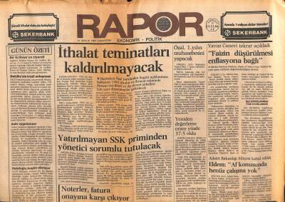 Milliyet Gazetesi Rapor Eki 15 Aralık 1984 - İthalat Teminatları Kaldırılmayacak GZ103826 - 1