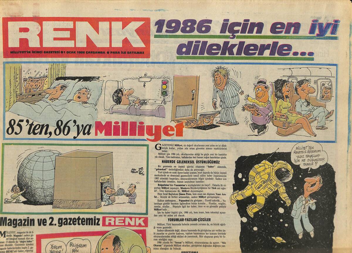 Milliyet Gazetesi Renk Eki 1 Ocak 1986 - Red Kit Kalamiti Jeyn Karikatür GZ157935 - 1