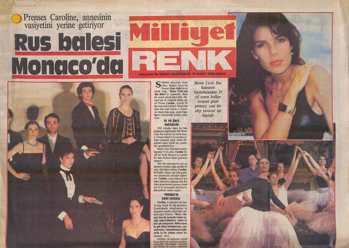 Milliyet Gazetesi Renk Eki 14 Mart 1986 - Prenses Caroline Annesinin Vasiyetini Yerine Getiriyor - Hollywood Kadınlarının Gerçek Yüzleri GZ156193 - 1