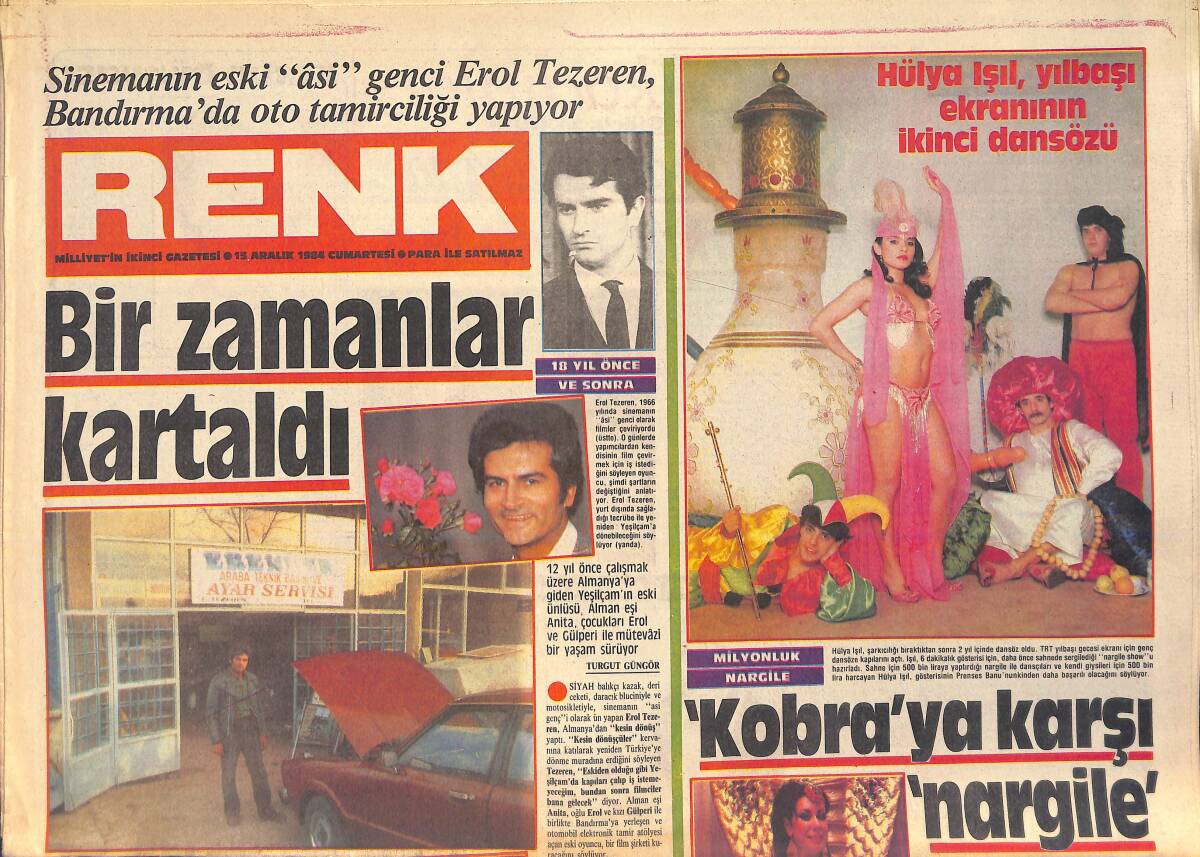 Milliyet Gazetesi Renk Eki 15 Aralık 1984 - Hülya Işıl, Yılbaşı Ekranının İkinci Dansözü - Nükhet Duru'nun Bu Gece'si GZ156393 - 1