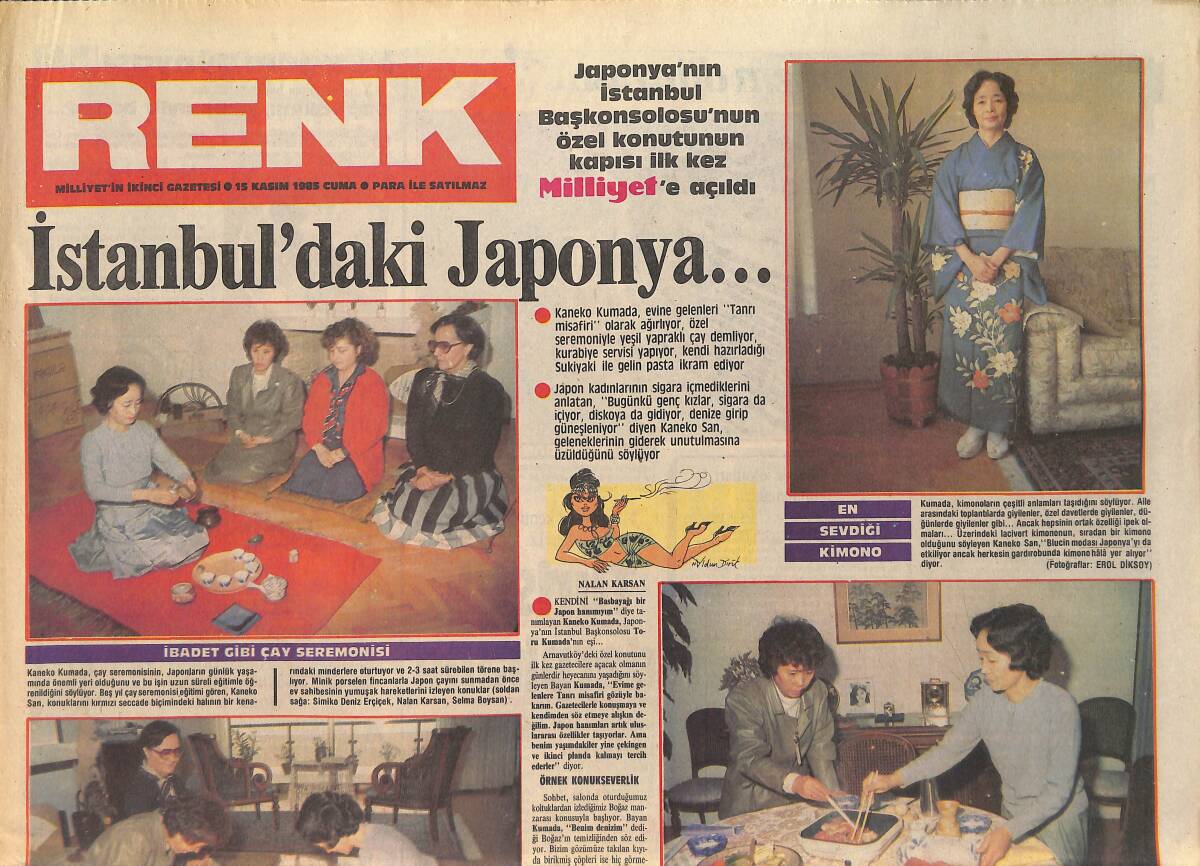 Milliyet Gazetesi Renk Eki 15 Kasım 1985 - İstanbul'daki Japonya - Gül Erda Kendi İşini Kendi Görüyor GZ156403 - 1