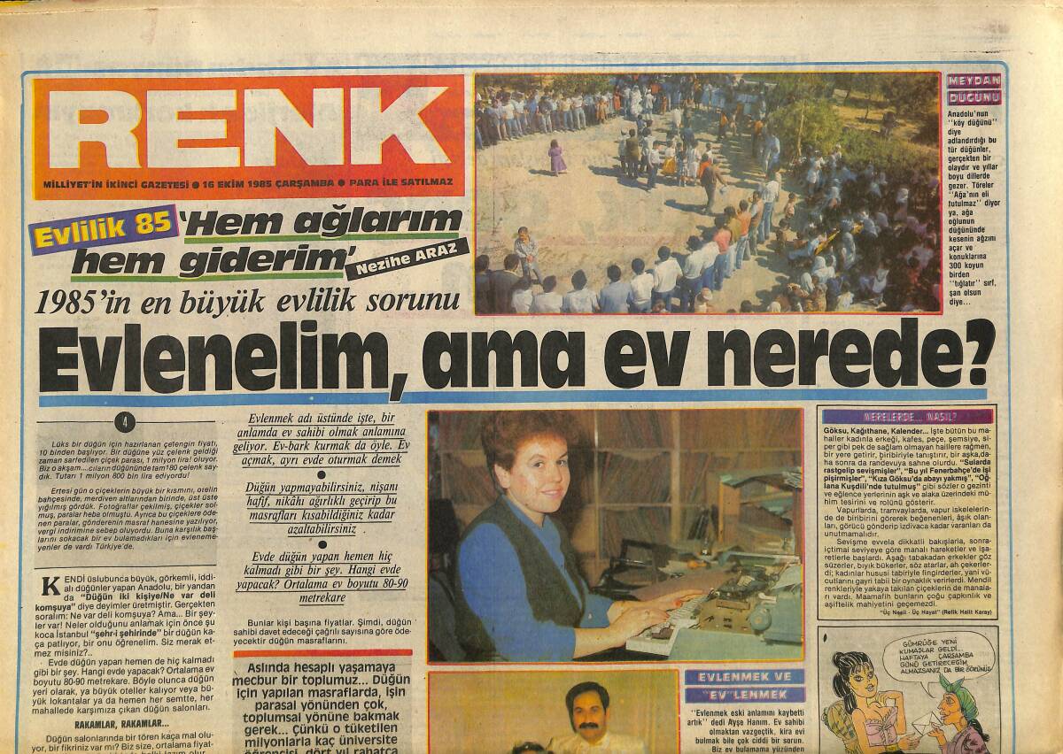 Milliyet Gazetesi Renk Eki 16 Ekim 1985 - 1985'in En Büyük Evlilik Sorunu GZ158058 - 1