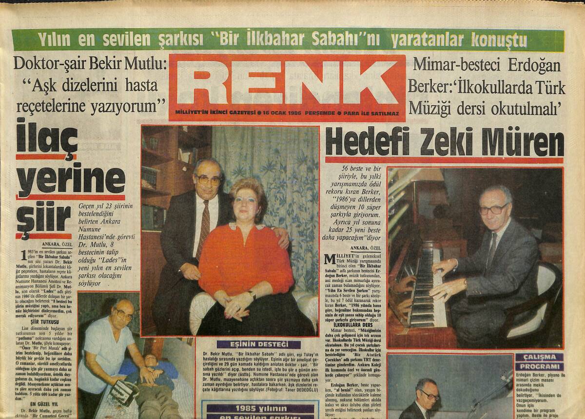 Milliyet Gazetesi Renk Eki 16 Ocak 1986 - Belkıs Akkale , 20 Milyona Sinemaya Evet Dedi GZ158062 - 1