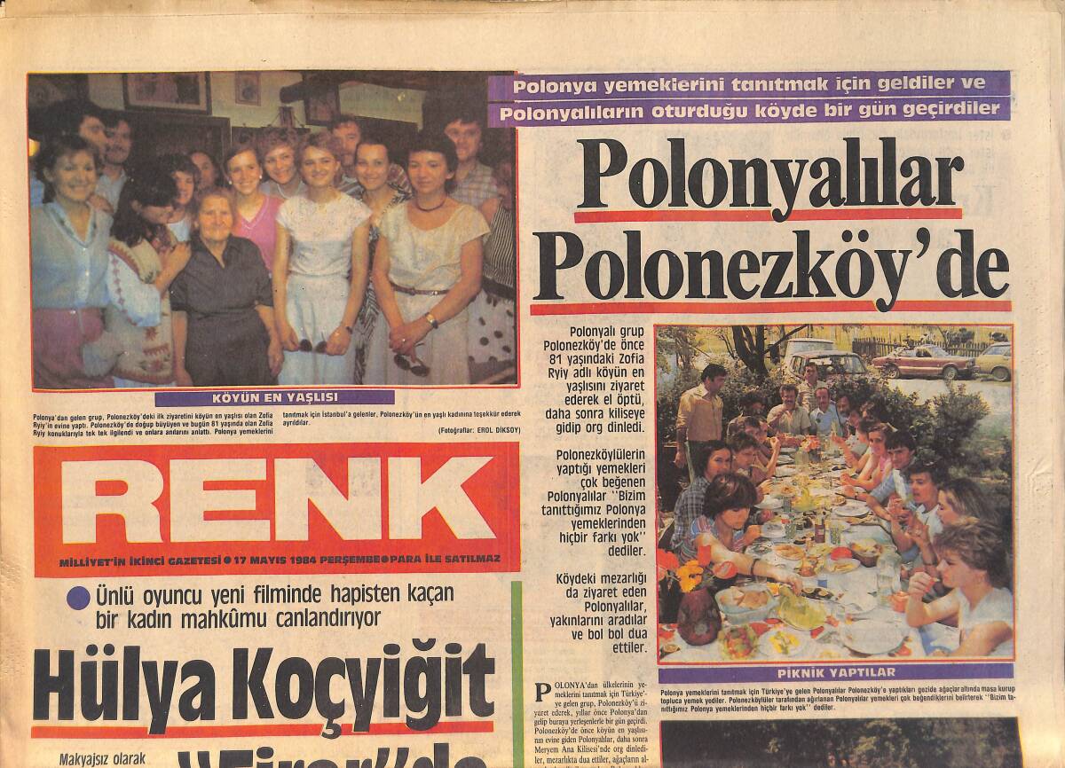 Milliyet Gazetesi Renk Eki 17 Mayıs 1984 - Hülya Koçyiğit Firarda - Coşkun Oskay Sahnede Önce Çalıyor Sonra Diş Doktoru Oluyor GZ156399 - 1