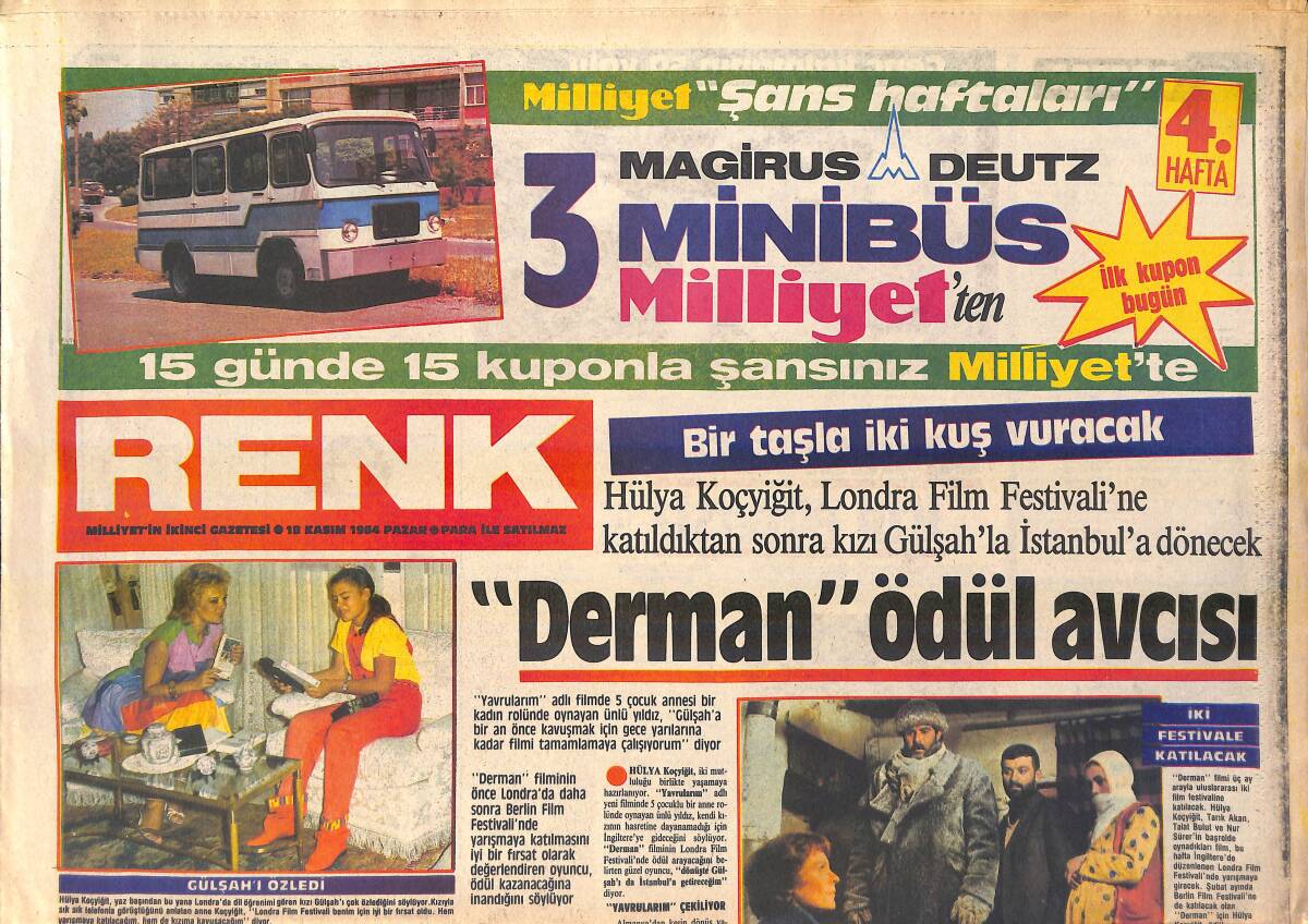 Milliyet Gazetesi Renk Eki 18 Kasım 1984 - Hülya Koçyiğit Londra Film Festivali'ne Katıldıktan Sonra Kızı Gülşah'la İstanbul'a Dönecek GZ156231 - 1