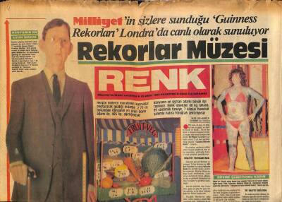 Milliyet Gazetesi Renk Eki 18 Mart 1985 - Guinness Rekorları Londrada Canlı Olarak Sunuluyor GZ94124 - 1