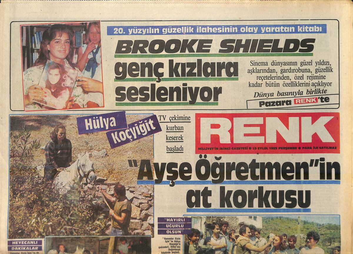 Milliyet Gazetesi Renk Eki 19 Eylül 1985 - Hülya Koçyiğit TV Çekimine Kurban Keserek Başladı - Julio Iglesias'ın Sahneye Çıkması Yasak GZ156595 - 1