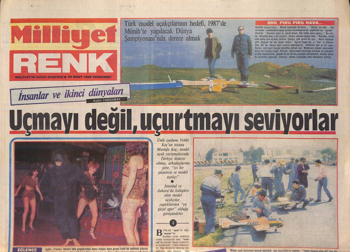 Milliyet Gazetesi Renk Eki 20 Mart 1986 - İzmir'de Sahneye Çıkan 8 Kişilik Şov Grubu - Erol Evgin Aile Özlemi GZ156215 - 1