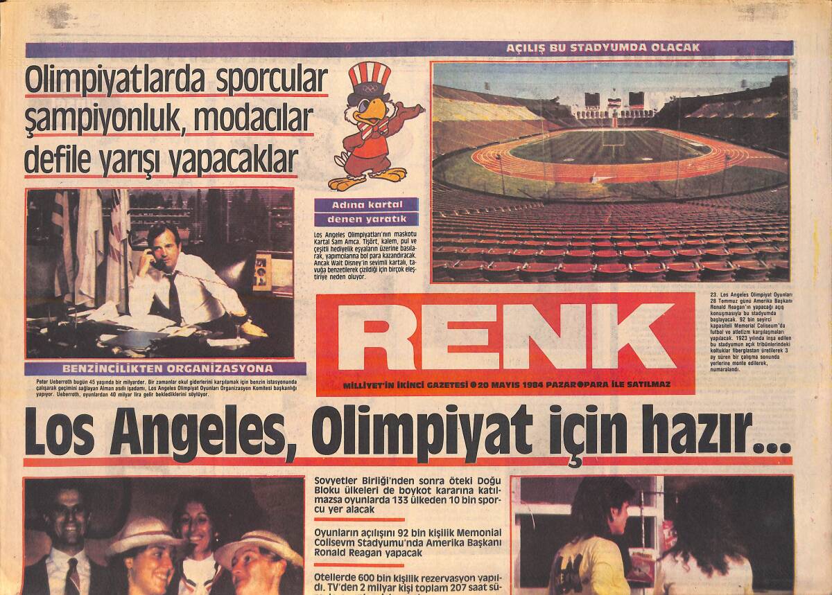 Milliyet Gazetesi Renk Eki 20 Mayıs 1984 - Los Angeles Olimpiyat İçin Hazır - İtalyanların Giysileri Valentino GZ156349 - 1