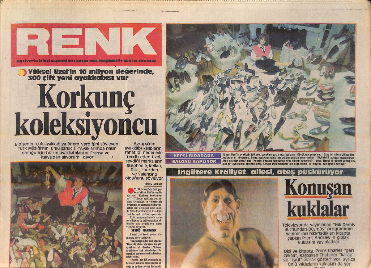 Milliyet Gazetesi Renk Eki 21 Kasım 1985 - Yüksel Uzel'in 300 Çift Yeni Ayakkabısı - Yabancılara Türkçe Dersi GZ156342 - 1