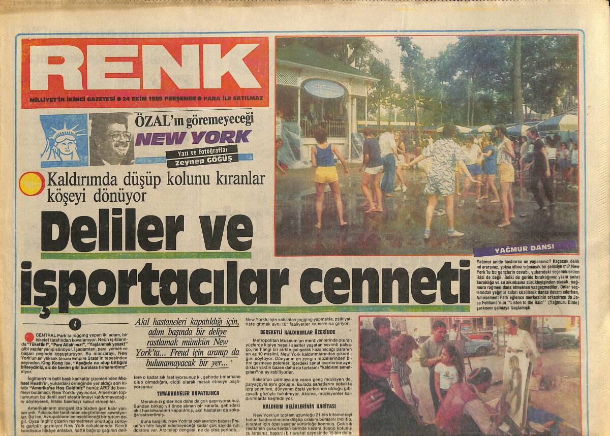 Milliyet Gazetesi Renk Eki 24 Ekim 1985 - Özal'ın Göremeyeceği New York GZ157947 - 1