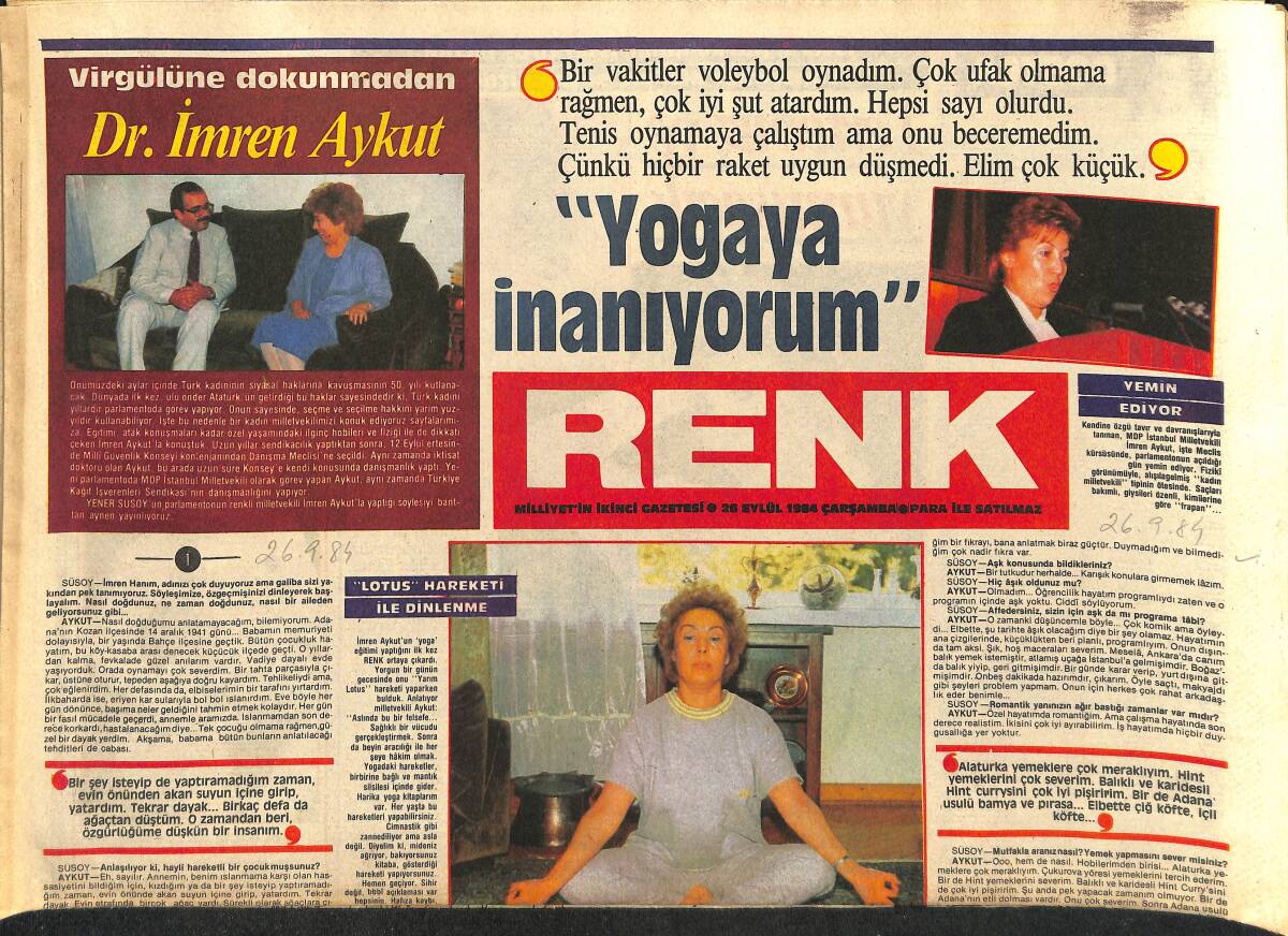 Milliyet Gazetesi Renk Eki 26 Eylül 1984 - Red Kit Daltonlar Meksika'da Karikatür - Zeki Müren'in Bir Şarkısını Dramatize Edilecek GZ157938 - 1