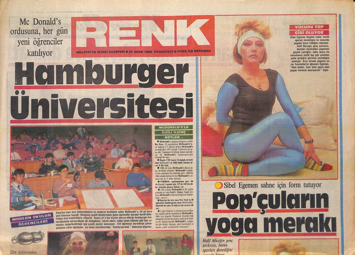 Milliyet Gazetesi Renk Eki 27 Ocak 1986 - Sibel Egemen Sahne İçin Form Tutuyor - Gazinocular Nalan Altınörs'ün Peşindeler GZ156232 - 1