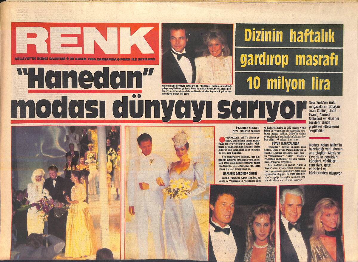 Milliyet Gazetesi Renk Eki 28 Kasım 1984 - Hanedan Modası Dünyayı Sarıyor - Çılgın Piyanist Ferdi Özbeğen GZ156357 - 1