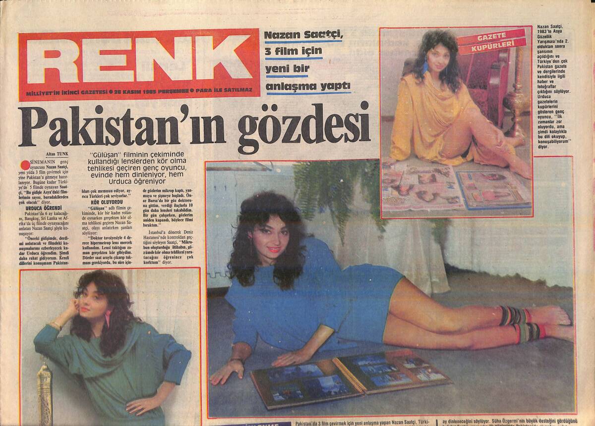 Milliyet Gazetesi Renk Eki 28 Kasım 1985 - Nazan Saatçi 3 Film İçin Yeni Bir Anlaşma Yaptı - Kantar Ailesi Bu Gece Ekranda GZ156296 - 1