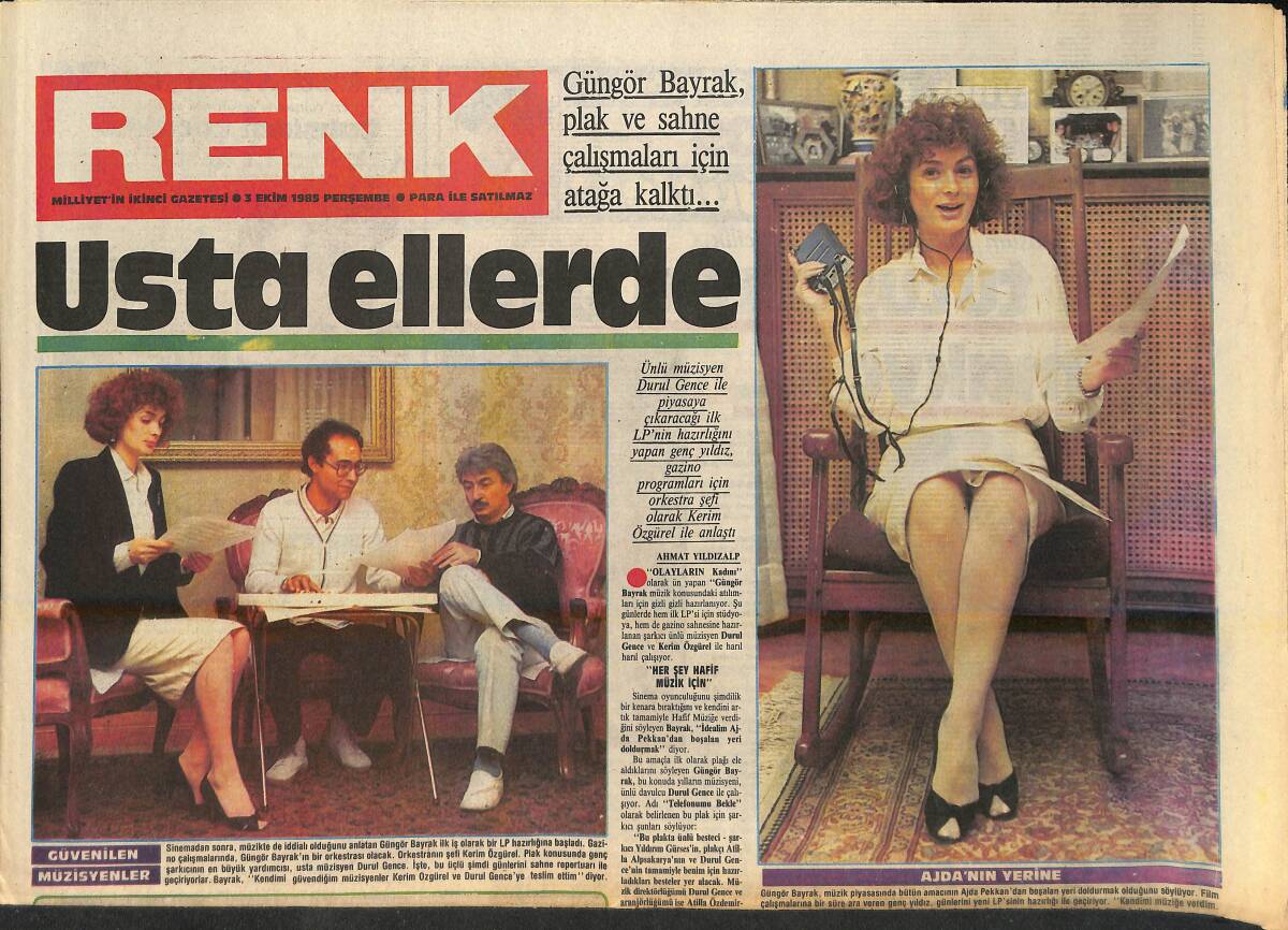 Milliyet Gazetesi Renk Eki 3 Ekim 1985 - Güngör Bayrak Plak Ve Sahne Çalışmaları İçin Ayağa Kalktı GZ156591 - 1