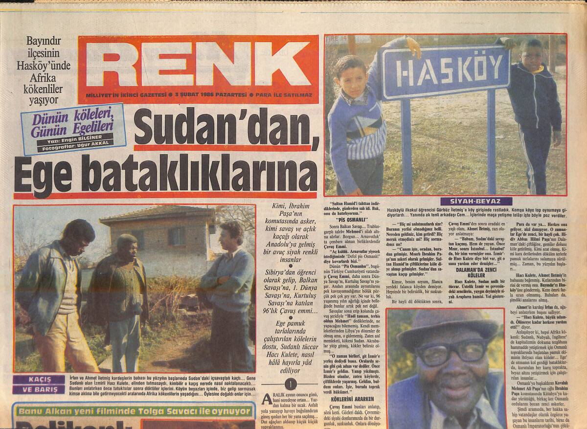 Milliyet Gazetesi Renk Eki 3 Şubat 1986 - Sudan'dan Ege Bataklıklarına - Banu Alkan Yeni Filminde Tolga Savacı İle Oynuyor GZ156324 - 1