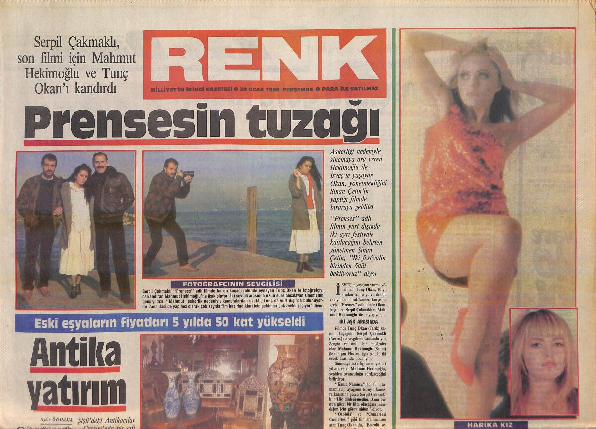 Milliyet Gazetesi Renk Eki 30 Ocak 1986 - Serpil Çakmaklı Son Filmi İçin Mahmut Hekimoğlu Ve Tunç Okan'ı Kandırdı GZ156234 - 1