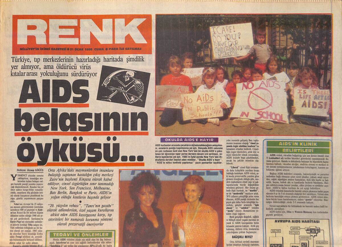Milliyet Gazetesi Renk Eki 31 Ocak 1986 - Aids Belasının Öyküsü - Televizyon 18 Yaşında GZ156364 - 1