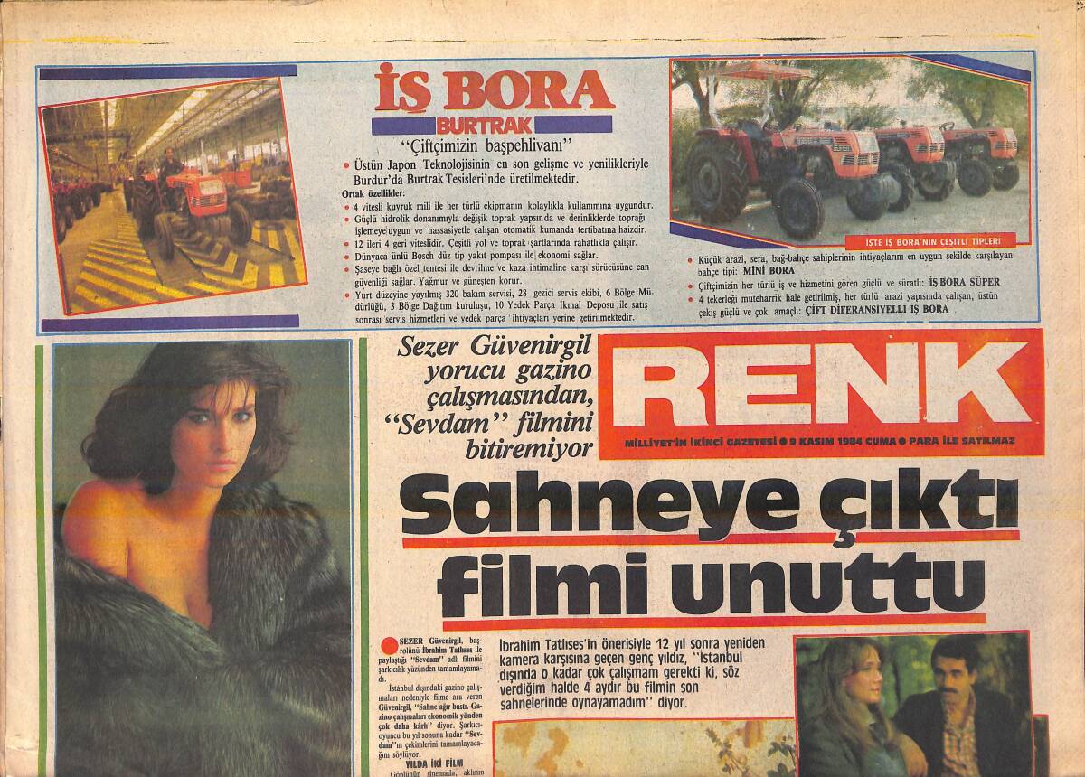 Milliyet Gazetesi Renk Eki 9 Kasım 1984 - Sezer Güvenirgil Yorucu Gazino Çalışmasından Sevdam Filmini Bitiremiyor GZ156354 - 1
