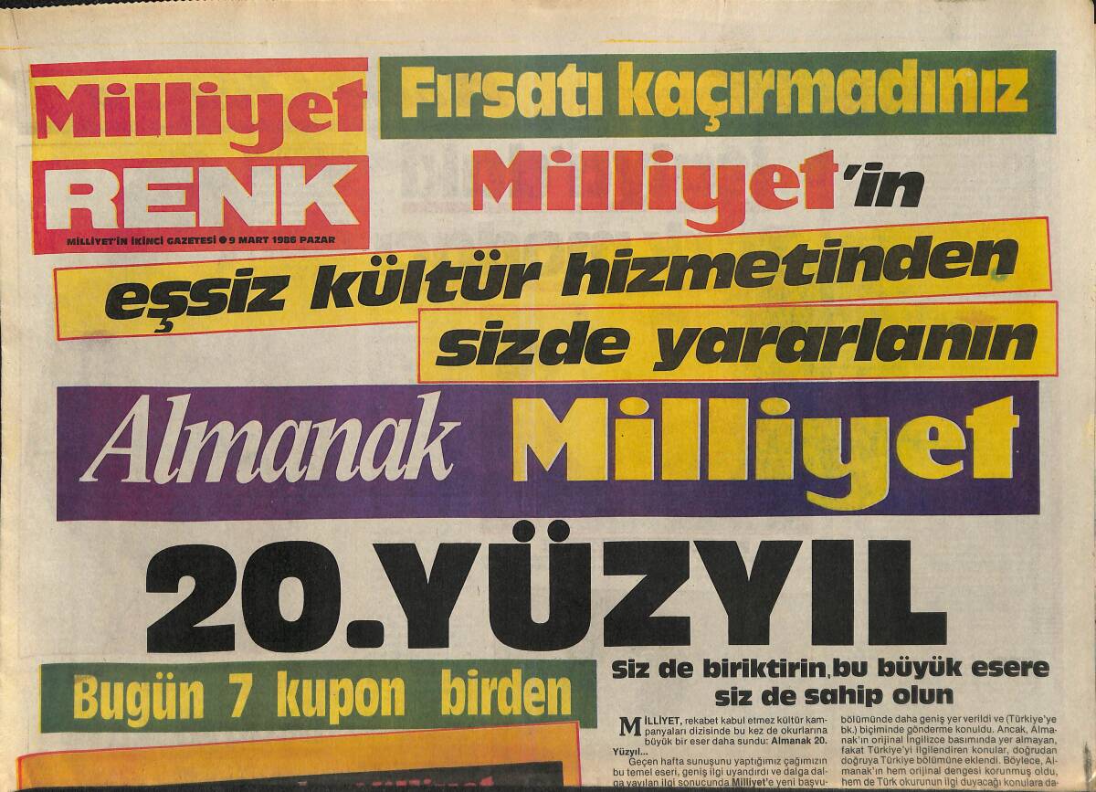 Milliyet Gazetesi Renk Eki 9 Mart 1986 - Red Kit Daltonların Namusu Karikatür GZ157936 - 1
