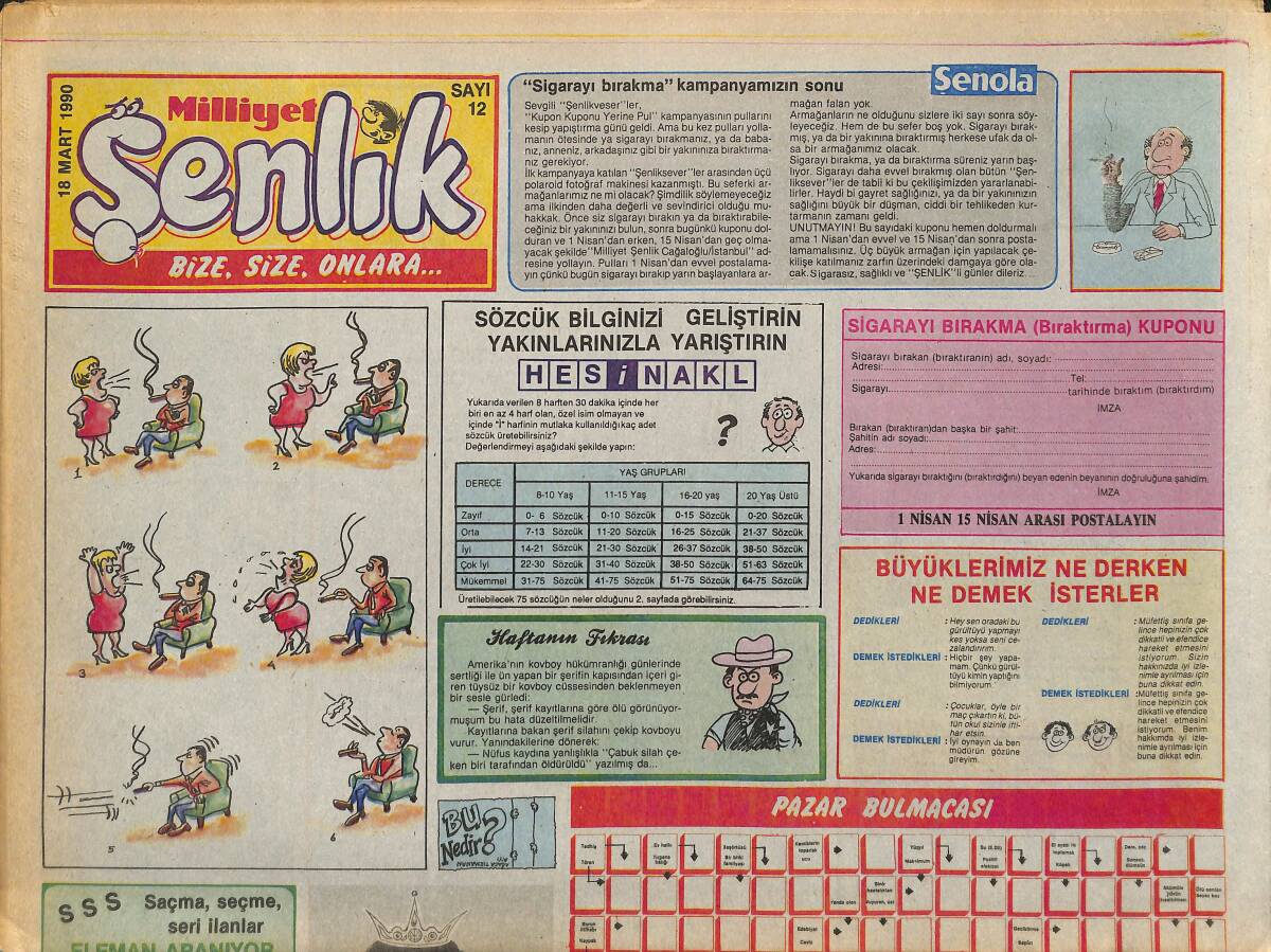 Milliyet Gazetesi Şenlik Eki 18 Mart 1990 - Gaffar Karikatür GZ157942 - 1