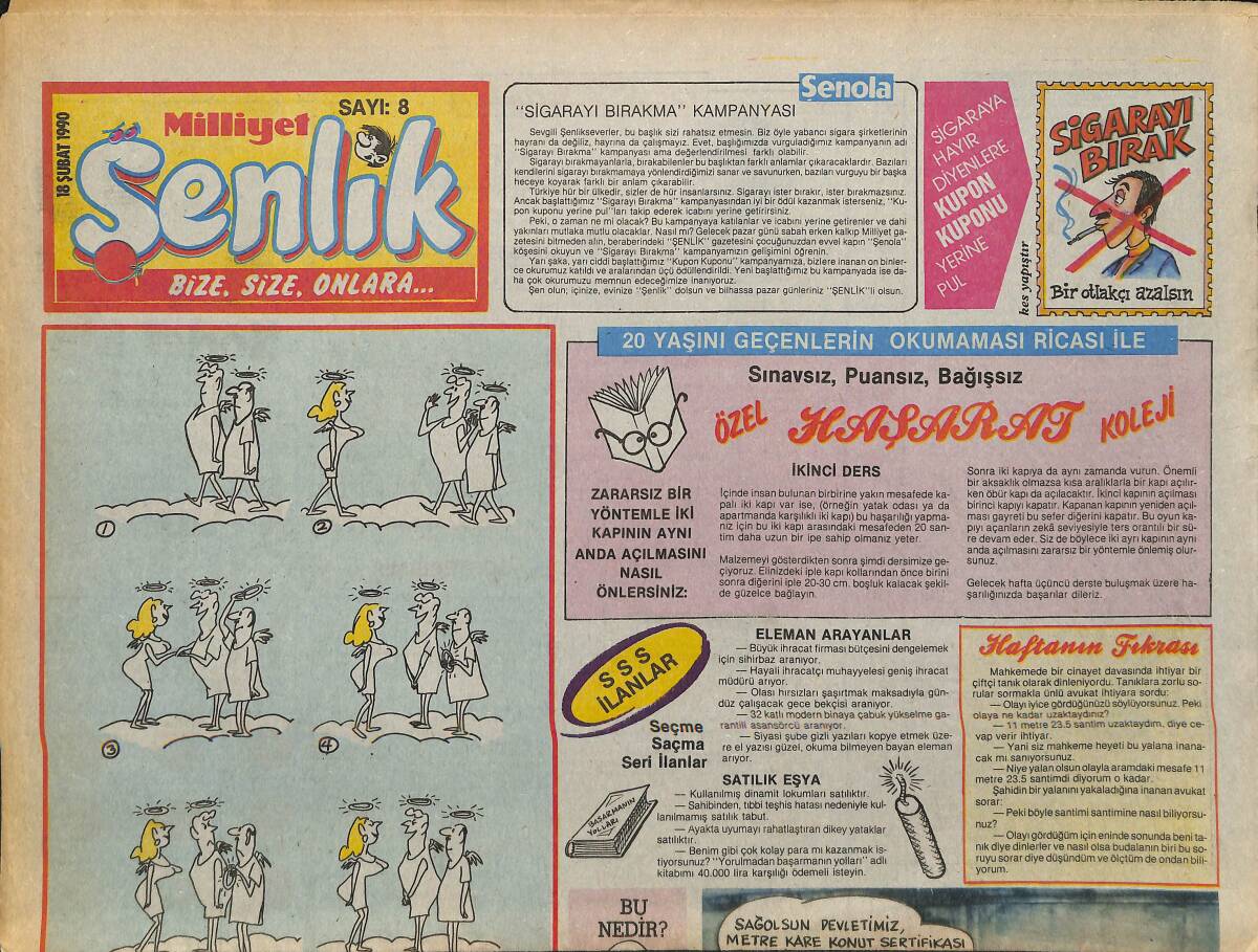 Milliyet Gazetesi Şenlik Eki 18 Şubat 1990 - Hasbi Temeller Karikatür GZ157963 - 1