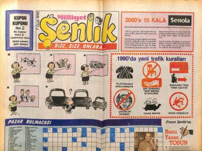 Milliyet Gazetesi Şenlik Eki 7 Ocak 1990 - 1990da Yeni Trafik Kuralları GZ75032 - 1