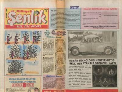 Milliyet Gazetesi Şenlik Eki 8 Nisan 1990 - Alman Teknolojisi Nereye Gittiği Belli Olmayan Otomobil Yaptı GZ75021 - 1