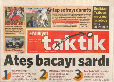 Milliyet Gazetesi Taktik Eki 20 Mart 2005 - Galatasaraya Gözler Bugünkü Ankaraspor Maçına Çevrildi GZ105410 - 1
