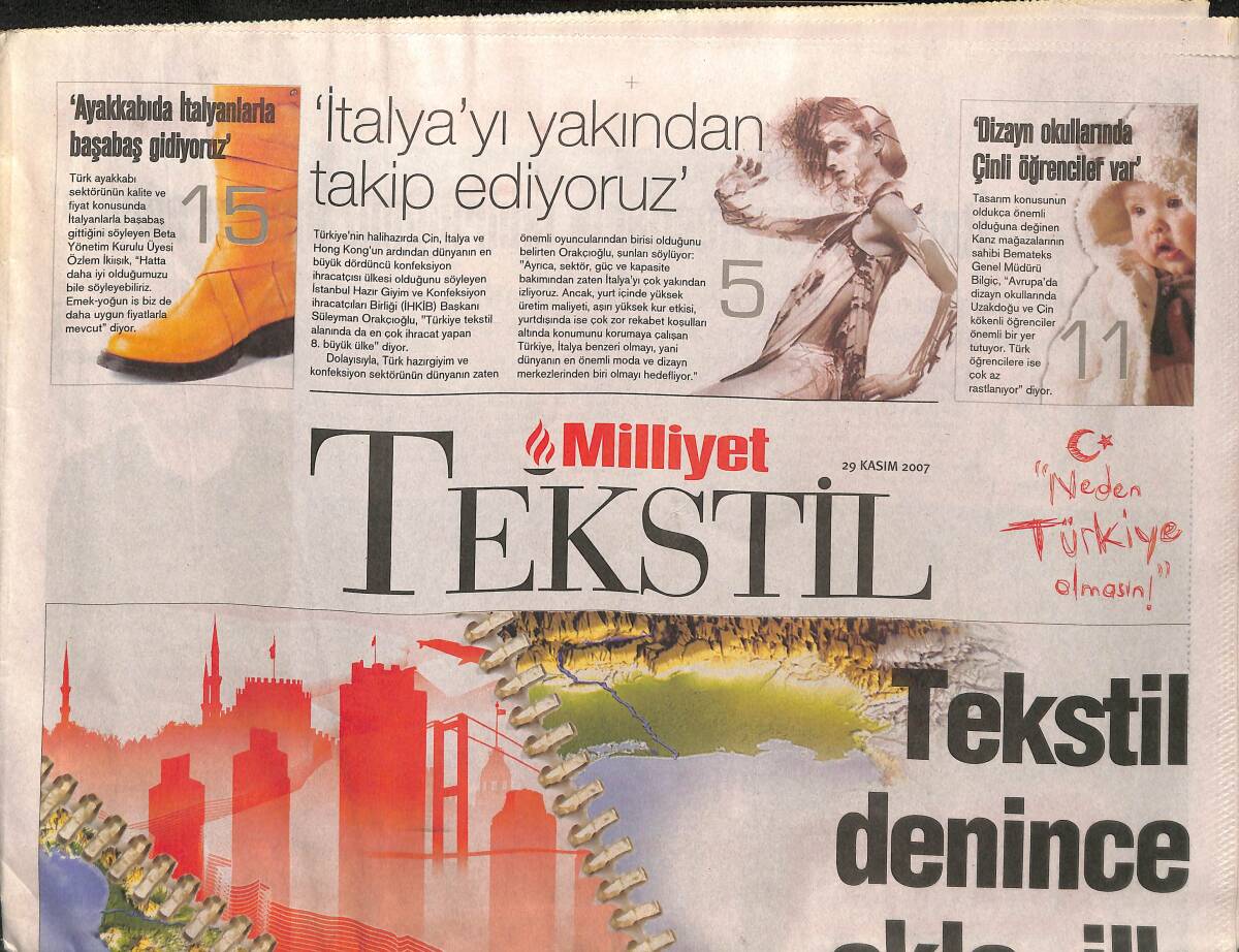 Milliyet Gazetesi Tekstil Eki 29 Kasım 2007 - Tekstil Denince Akla İlk İtalya Geliyor GZ152960 - 1
