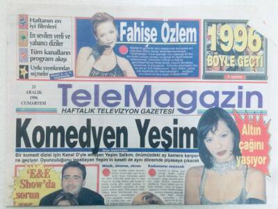 Milliyet Gazetesi Tele Magazin Eki 21 Aralık 1996 - Komedyen Yeşim, Emel Sayın Bomba Gibi Geliyor GZ40329 - 1