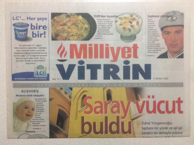Milliyet Gazetesi Vitrin Eki 9 Aralık 2000 - Saray Vücut Buldu GZ24392 - 1