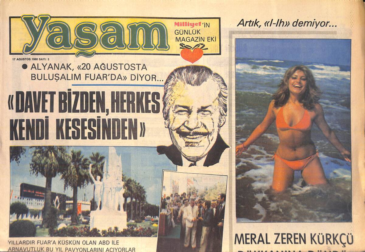 Milliyet Gazetesi Yaşam Eki 17 Ağustos 1980 - Meral Zeren Kürkçü Dükkanına Döndü - Alyanak, 20 Ağustos'ta Buluşalım Diyor GZ156154 - 1