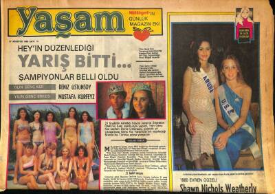 Milliyet Gazetesi Yaşam Eki 27 Ağustos 1980 - 1980 Evren Güzeli Shawn Nichols Weatherly GZ86288 - 1