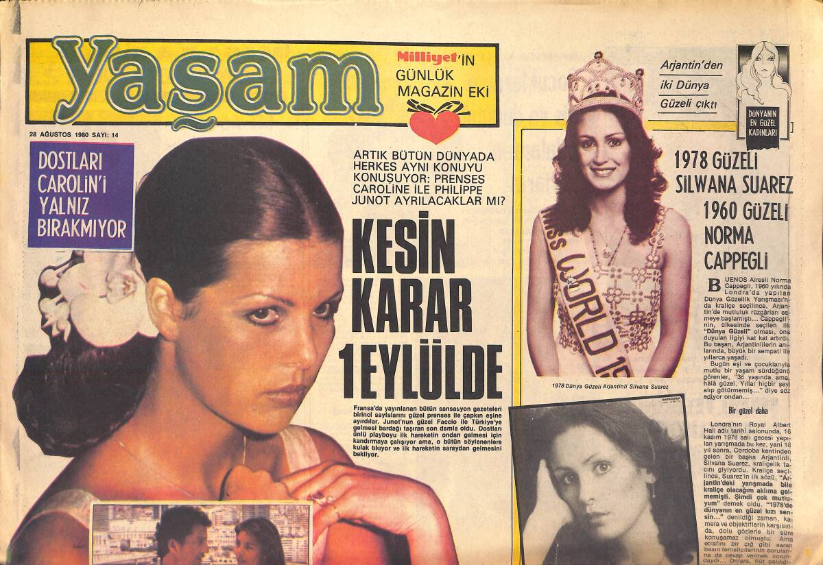 Milliyet Gazetesi Yaşam Eki 28 Ağustos 1980 - Dostları Carolin'i Yalnız Bırakmıyor - Füsun Önal Üç Yoldan Birinde Yürüyecek GZ156390 - 1