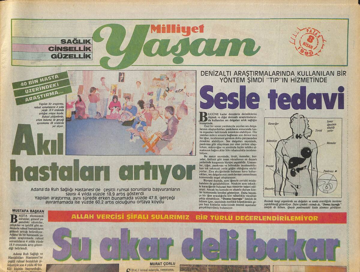 Milliyet Gazetesi Yaşam Eki 8 Nisan 1990 - Akıl Hastaları Artıyor GZ157973 - 1