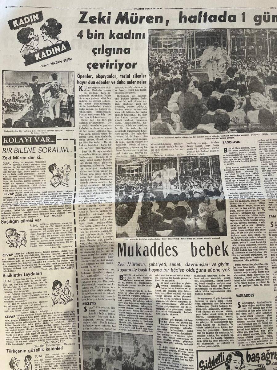 Milliyet Hafta Sonu İlavesi 19 Temmuz 1964 - Zeki Müren Haftada 1 Gün 4 Bin Kadını Çılgına Çeviriyor GZ156448 - 2